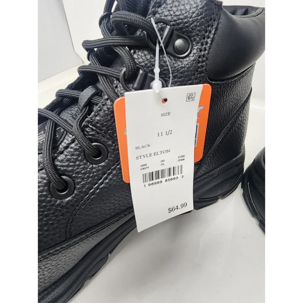 S Sport by Skechers Mens Elton Steel Toe Boots Black Faux Leather Size 11 1/2